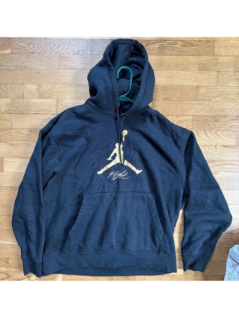 Large - Men - Jordan Black Hoodie with Gold Flight Logo